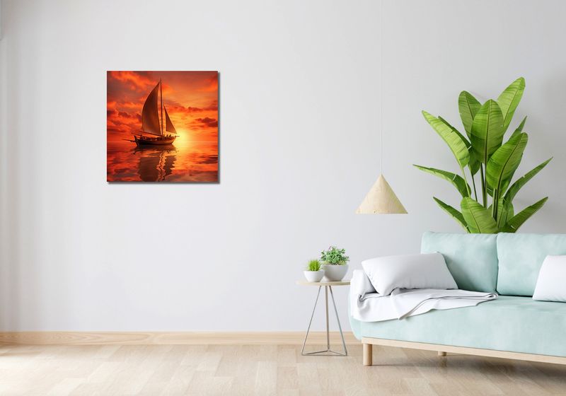 Obraz 60x60cm Pod Żaglami Zachodu Słońca zdjęcie 2