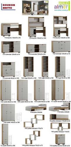 szafka nocna dla dzieci młodzieżowa dziecięca kaszmir dąb craft ARETTO Y10 na Arena.pl