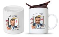 Zestaw Andrzej Duda Pis Prezent Kubek + Skarbonka Z Nadrukiem Ze Zdjęciem