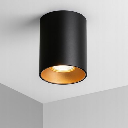 Oprawa Halogenowa sufitowa Natynkowa Tuba LED GU10 spot CZARNY ZŁOTY na Arena.pl