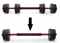 HANTLE REGULOWANE BITUMICZNE ZE SZTANGĄ 2x20kg zestaw hantli z łącznikiem