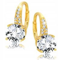 Złote kolczyki 925/585 Angielskie Zapięcia Cyrkonie ZŁOCONE