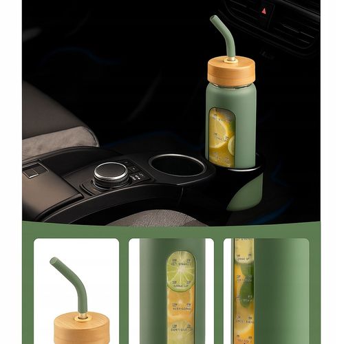 Szklana butelka na wodę z motywacją miarką z 2 słomkami bidon z ustnikiem na Arena.pl