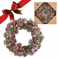 Świąteczny wianek na drzwi stroik na stół Altom Design białe szyszki 30 cm