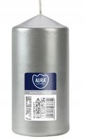 Świeca parafinowa Bezzapachowa Aura Bispol 60/120 srebrny metalik.