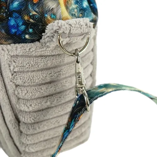 Torebka Sakiewka Sztruksowa Szara z Motywem Kosmicznych Kotów – Handmade na Arena.pl