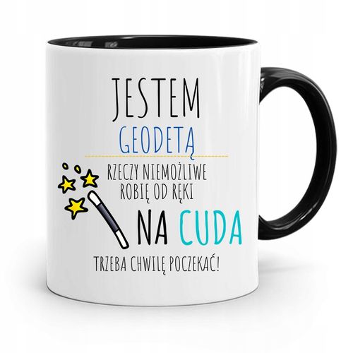 Kubek Czarny Dla Geodety Jestem Geodetą Prezent Z Nadrukiem Ze Zdjęciem na Arena.pl