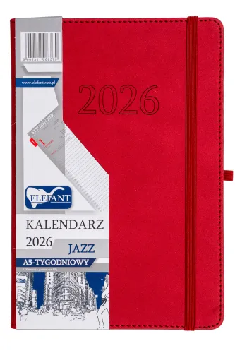 Jazz Kalendarz A5 Tygodniowy Czerwony 2026 na Arena.pl