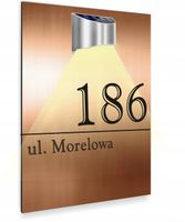 duża miedziana TABLICZKA podświetlana ADRESOWA nierdzewna dibond 40x30 cm