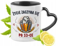 Na Urodziny 33 33Cie Kubek Czarny Z Uszkiem W Kształcie Serca Na Prezent