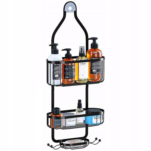 PÓŁKA ŁAZIENKOWA WISZĄCA POD PRYSZNIC PRYSZNICOWA CZARNA PODWÓJNA ODPORNA na Arena.pl