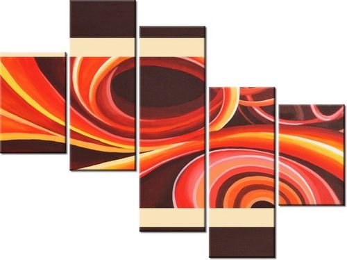 100 75CM OBRAZ 5 ELEM POMARAŃCZOWY WIR ŚCIENNY na Arena.pl