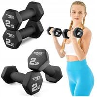 Zestaw 2x2kg hantle żeliwne hantelki ciężarki neoprenowe fitness Trex