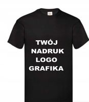 T-SHIRT Koszulka z WŁASNYM NADRUKIEM napisem L [CZARNA] - 183cm