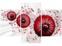 60 90CM OBRAZ 3 ELEM CZERWONY DMUCHAWCE 4 ŚCIENNY DRUK PŁÓTNO