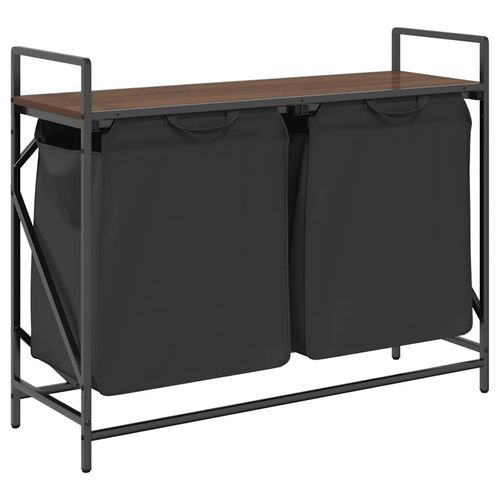 Kosz na pranie 2 przegrody z półką, brązowy dąb na Arena.pl