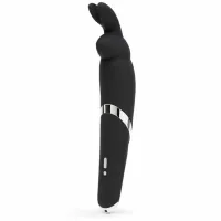 happy rabbit wand black - silikonowe urządzenie masujące, 26,7 cm