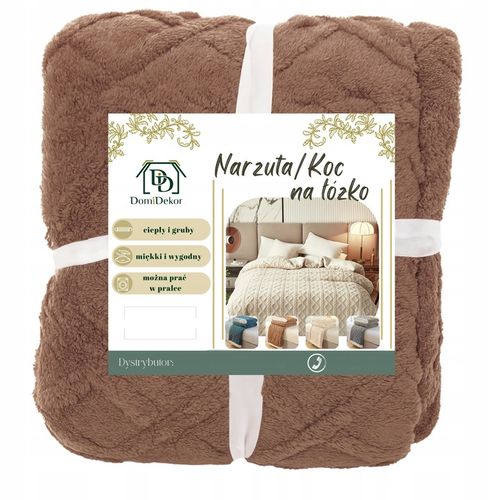 MIĘKKI KOC NARZUTA PLED NA ŁÓŹKO BARANEK SHERPA CIEPŁY 220X230 GRUBY DWUSTR na Arena.pl