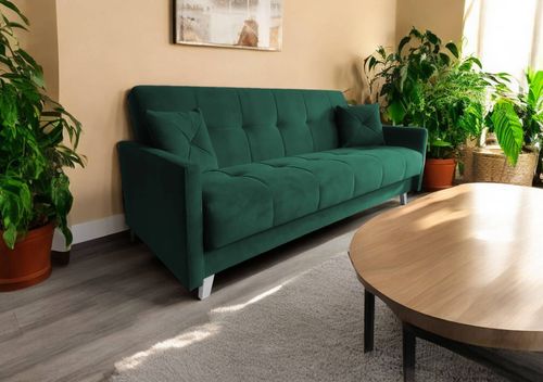 Wersalka Skandynawska Leoni Z Funkcją Spania Butelkowa Zieleń na Arena.pl