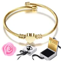 Bransoletka Damska Złota z Sercem Charm 585 Grawer Dla Mamy Dziewczyny Żony