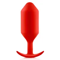 b-vibe snug plug 6 red - silikonowy ciężki model z ergonomicznym uchwytem