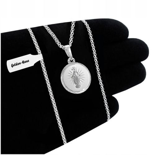 SREBRNY ŁAŃCUSZEK + CUDOWNY MEDALIK PR. 925 PREZENT KOMUNIA CHRZEST GRAWER na Arena.pl