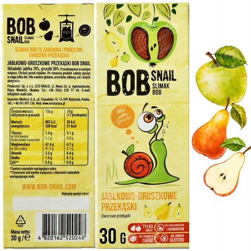 ŚLIMAK BOB SNAIL PRZEKĄSKA bez cukru glutenu 30G MIX SMAKÓW x 8szt 0,24KG na Arena.pl