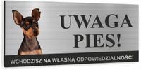 Tabliczka UWAGA ZŁY PIES - PINCZER MINIATUROWY nadruk uv