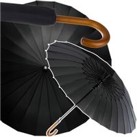 ELEGANCKI CZARNY PARASOL RZĄDOWY 24 DRUTY DUŻY PARASOLKA XXL 145cm PREMIUM