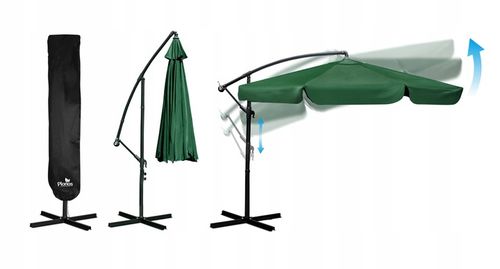 Parasol ogrodowy duży składany z wysięgnikiem pokrowiec 6 segmentów Ø 350cm na Arena.pl