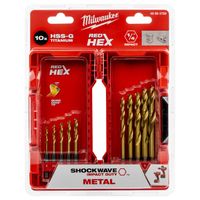 Zestaw wierteł do metalu tytanowe HEX 3-10 mm 10 elem. Milwaukee HSS-G