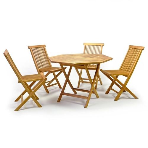 Składany stół DIVERO z drewna tekowego Ø 100 cm na Arena.pl