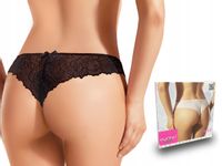 Ewana 017 Koronkowe Eleganckie Stringi Czarny XL