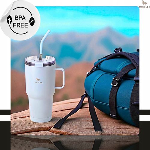 Kubek Termiczny z WYGODNYM Uchwytem i STALOWĄ Słomką TEMPERATURA DO na Arena.pl