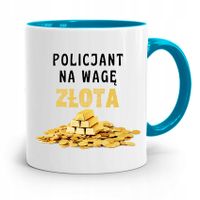 Kubek Błękitny Dla Policjanta Na Wage Złota Z Nadrukiem Ze Zdjęciem