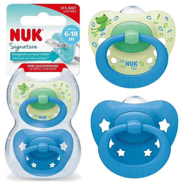NUK Smoczek uspokajający ortodontyczny silikonowy 6-18m SIGNATURE niebieski zdjęcie 1