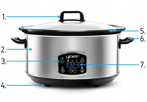 Wolnowar Garnek ceramiczny Slow Cooker Yoer INOX LCD 320W 6,5L +Programator na Arena.pl