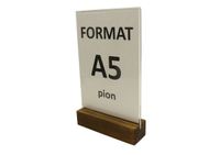 Stojak z plexi 2mm na ulotkę men A5 drewno pion