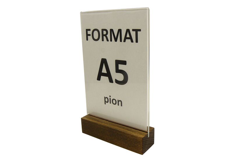 Stojak z plexi 2mm na ulotkę men A5 drewno pion zdjęcie 1