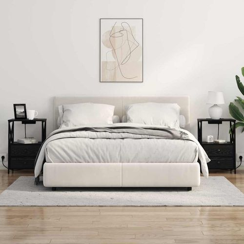 Nocna szafka z stacją ładującą z szufladą Czarny dąb na Arena.pl