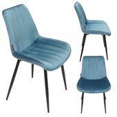Krzesło tapicerowane welurowe do salonu jadalni velvet loft niebieskie