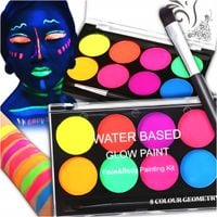 FARBY DO MALOWANIA TWARZY ZMYWALNE FARBKI ŚWIECĄCE W NOCY 8 KOLORÓW
