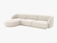 NAROŻNIK, SOFA NAROŻNA LEWO JASNY BEŻ WELUR 255/156/70 MILEY OD MICADONI