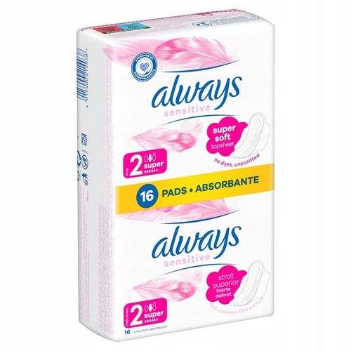 Always Ultra Sensitive Super podpaski ze skrzydełkami rozmiar 2, 16 na Arena.pl