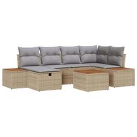 Zestaw Sof na Ogród 7 pcs Beżowy 55 x 62 x 69 cm Polirattan