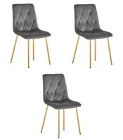 Krzesło LIBRA - ciemny szary aksamit / nogi kolor złoty x 3