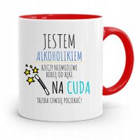 Dla Alkoholika Pijaka Kubek Czerwony Na Prezent Z Nadrukiem Ze Zdjęciem