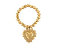 bransoletka z pozłoconych kulek z sercem i kryształkami (b23/zim/117au)