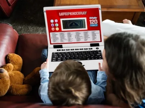 LAPTOP EDUKACYJNY DLA DZIECI KINDERPLAY NAUKA LICZENIA LITERKI GRY 120 na Arena.pl