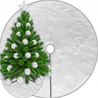 Duża mata dywanik biały pod choinkę ze sztucznego futra 75 cm